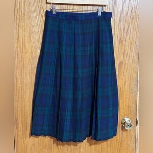 Barrie wool made in Scotland pleated Blue and Green Plaid skirt sz 18 BIN L
